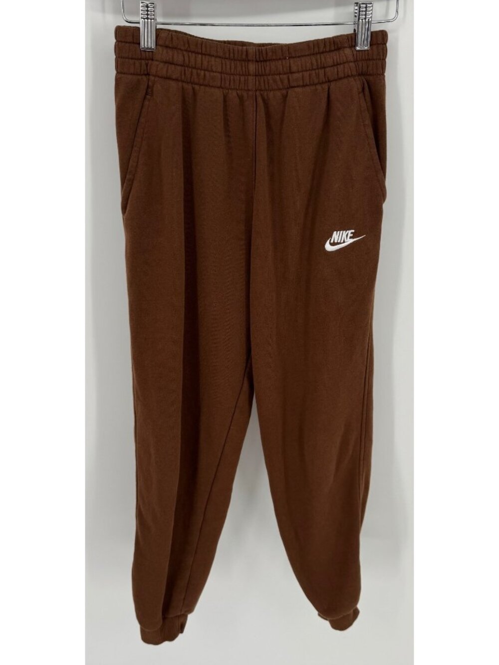 Nike Youth Brown Fleece Joggers With Elastic Waistband & Pockets Size Large